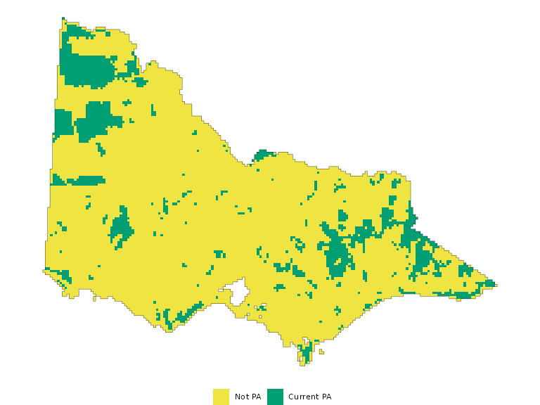Map of Victoria, Australia, showing current protected areas.